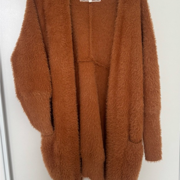 Pink Martini Fuzzy Open Front Cardigan | Rust Brown | Oversized Fit | M - Picture 6 of 6